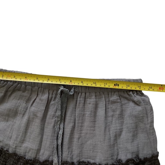 POL Boho Tiered Midi Skirt Gray Colorblock Elastic Waist Cottagecore Small - Picture 3 of 8